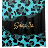 Niedlich Blue Leopard Print Duschvorhang (Vorderseite)