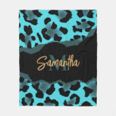 Niedlich Blue Leopard Print Fleecedecke (Vorderseite)