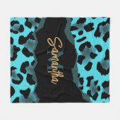 Niedlich Blue Leopard Print Fleecedecke (Vorderseite (Horizontal))