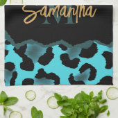 Niedlich Blue Leopard Print Geschirrtuch (Gefaltet)