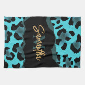 Niedlich Blue Leopard Print Geschirrtuch (Horizontal)
