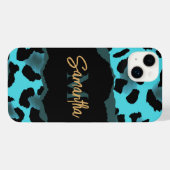 Niedlich Blue Leopard Print iPhone Hülle (Rückseite (Horizontal))