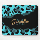 Niedlich Blue Leopard Print Mousepad (Vorne)