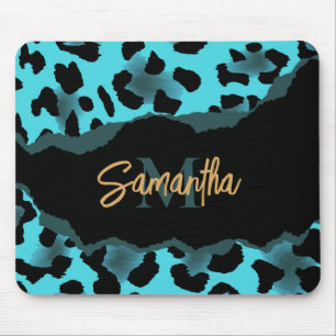 Niedlich Blue Leopard Print Mousepad
