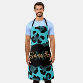 Niedlich Blue Leopard Print Schürze (Getragen)