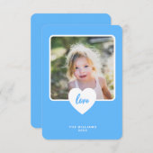 Niedlich Blue Liebe Foto Valentinstag Card Dankeskarte (Vorne/Hinten)