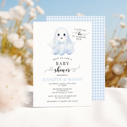 Niedlich Blue Little Boo Ghost Bow Krawatte Baby B Einladung