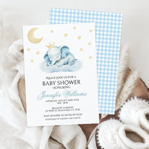 Niedlich Blue Little Elephant Baby Boy Dusche Einladung