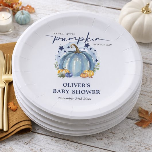 Niedlich Blue Little Pumpkin Baby Boy Dusche Pappteller