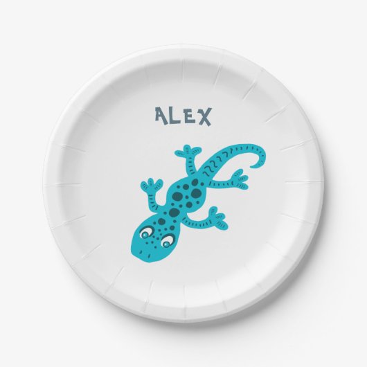 Niedlich Blue Lizard Gecko Geburtsname Pappteller (Vorderseite)