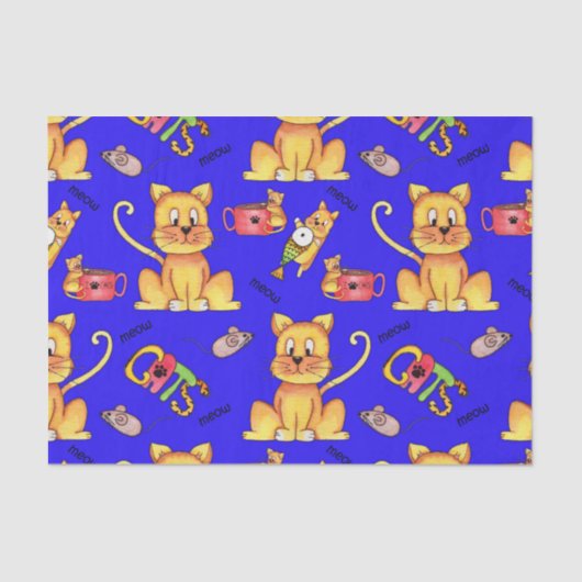 Niedlich Blue Meow Cases Seidenpapier (Vorderseite)