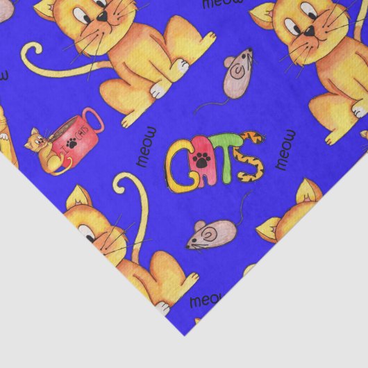 Niedlich Blue Meow Cases Seidenpapier (Ausschnitt)