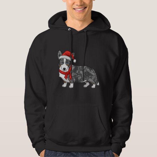 Niedlich Blue Merle Cardigan Corgi Weihnachtsmannm Hoodie (Vorderseite)