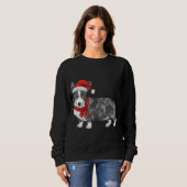 Niedlich Blue Merle Cardigan Corgi Weihnachtsmannm Sweatshirt (Vorne ganz)