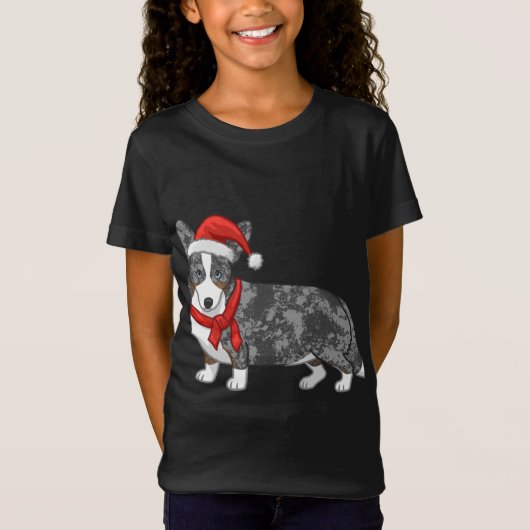Niedlich Blue Merle Cardigan Corgi Weihnachtsmannm T-Shirt (Vorderseite)