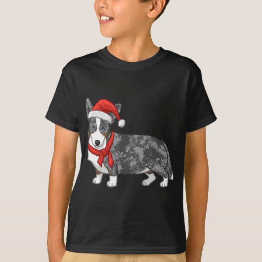 Niedlich Blue Merle Cardigan Corgi Weihnachtsmannm T-Shirt (Vorderseite)