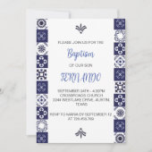 Niedlich Blue Mexican Taufe Bautizo Einladung (Vorderseite)