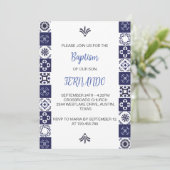 Niedlich Blue Mexican Taufe Bautizo Einladung (Stehend Vorderseite)