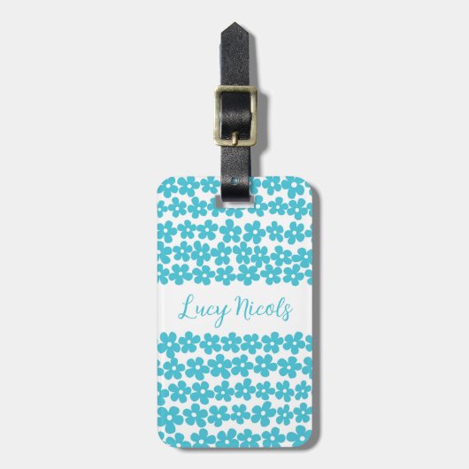 Niedlich Blue Minimalistisch Daisy Muster Blumenbe Gepäckanhänger (Vorderseite vertikal)