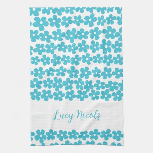 Niedlich Blue Minimalistisch Daisy Muster Blumenbe Geschirrtuch (Vertikal)