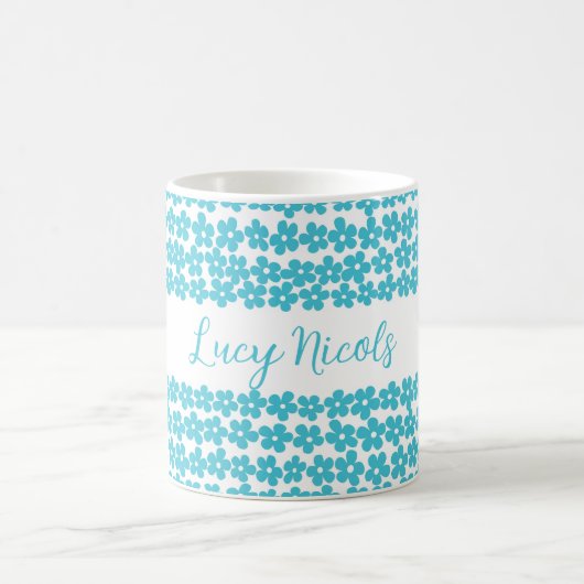Niedlich Blue Minimalistisch Daisy Muster Blumenbe Kaffeetasse (Mittel)