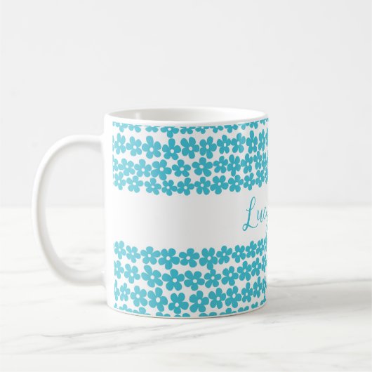 Niedlich Blue Minimalistisch Daisy Muster Blumenbe Kaffeetasse (Links)