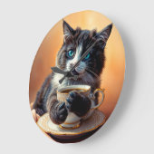 Niedlich Blue Mit Augen Kitten Große Wanduhr (Winkel)