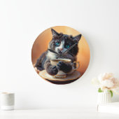 Niedlich Blue Mit Augen Kitten Große Wanduhr (Zuhause)