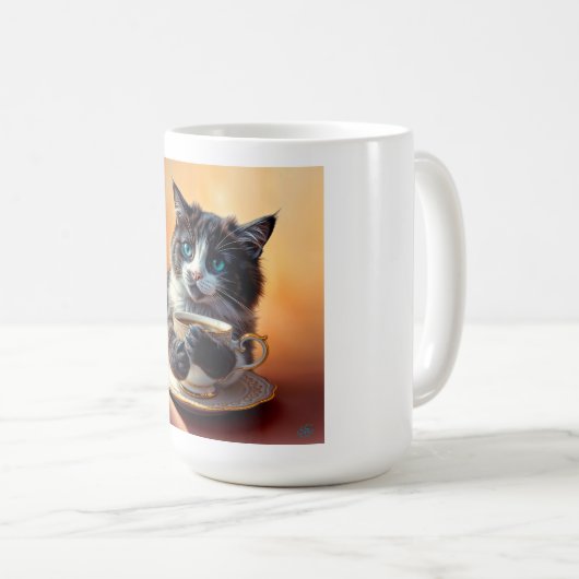 Niedlich Blue Mit Augen Kitten Kaffeetasse (VorderseiteRechts)