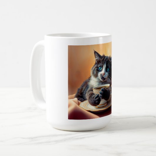 Niedlich Blue Mit Augen Kitten Kaffeetasse (Vorderseite Links)