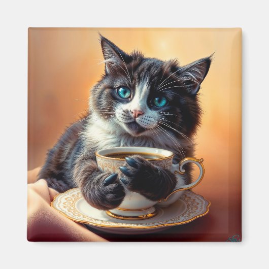 Niedlich Blue Mit Augen Kitten Magnet (Vorne)