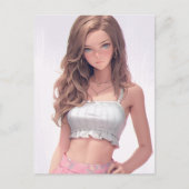 Niedlich Blue Mit Augen Woman Postkarte (Vorderseite)