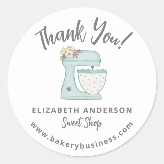 Niedlich Blue Mixer Bakery Business Danke Sticker (Vorderseite)