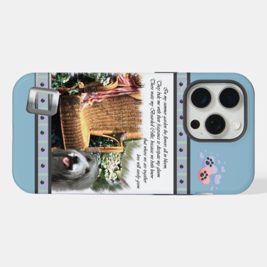 Niedlich Blue Modern Bartded Collie Dog Art iPhone Hülle (Rückseite (Horizontal))