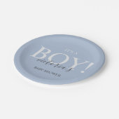 Niedlich Blue Modern Whimsical Typografy Baby Dusc Pappteller (Schrägansicht)