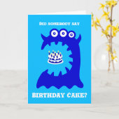 Niedlich Blue Monster Geburtstagskarte Karte (Gelbe Blume)