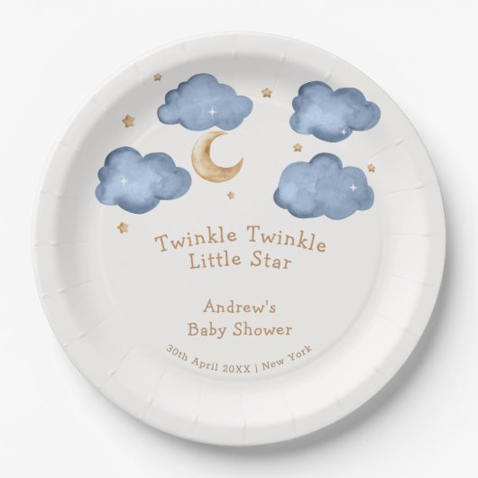 Niedlich Blue Moon Stars Twinkle Twinkle Baby Dusc Pappteller (Vorderseite)