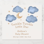 Niedlich Blue Moon Stars Twinkle Twinkle Baby Dusc Schaumweinetikett (Einzelnes Label)