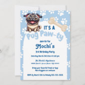 Niedlich Blue Mops Doggie Birthday Paw-ty Einladung (Vorderseite)