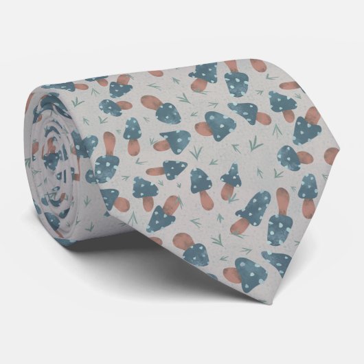 Niedlich Blue Mushroom Fungi Pattern Neck Tie Krawatte (Gerollt)
