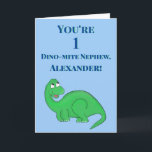 Niedlich Blue Nephew Son Boy 1. Geburtstag Dinosau Karte<br><div class="desc">Personalisieren Sie diese 1. Geburtstagskarte für Ihren Neffen,  Sohn oder geliebten kleinen Jungen!  Perfekt für Tante und Onkel,  Mamas und Vater,  oder für jeden,  der den perfekten Weg sucht,  um seinem Jungen einen sehr glücklichen 1. Geburtstag zu wünschen!</div>