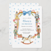 Niedlich Blue Nutcracker Weihnachtsjunge Geburtsta Einladung (Vorne/Hinten)