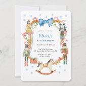 Niedlich Blue Nutcracker Weihnachtsjunge Geburtsta Einladung (Vorderseite)