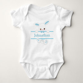 Niedlich Blue Oaster Bunny Personalisiert Boy Baby Strampler