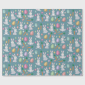Niedlich Blue Oaster Bunny Rabbit Muster Geschenkpapier (Flach)