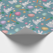 Niedlich Blue Oaster Bunny Rabbit Muster Geschenkpapier (Ecke)