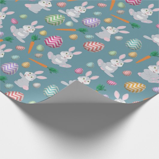 Niedlich Blue Oaster Bunny Rabbit Muster Geschenkpapier (Ecke)