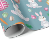 Niedlich Blue Oaster Bunny Rabbit Muster Geschenkpapier (Rolleneckpunkt)