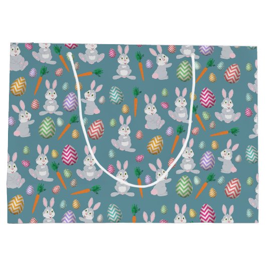 Niedlich Blue Oaster Bunny Rabbit Muster Große Geschenktüte (Rückseite)
