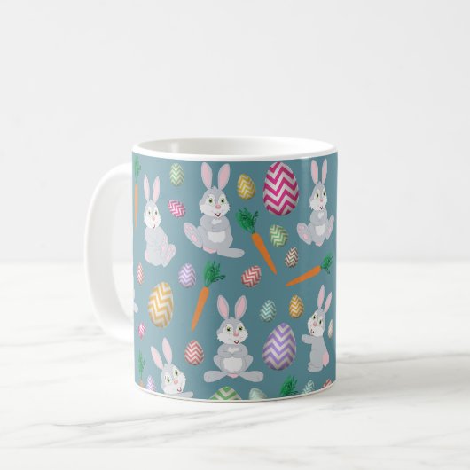 Niedlich Blue Oaster Bunny Rabbit Muster Kaffeetasse (Vorderseite Links)